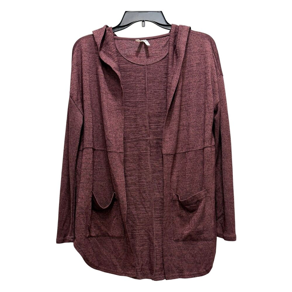 Mudd Womens Maroon Lightweight Hooded Cardigan Size XS